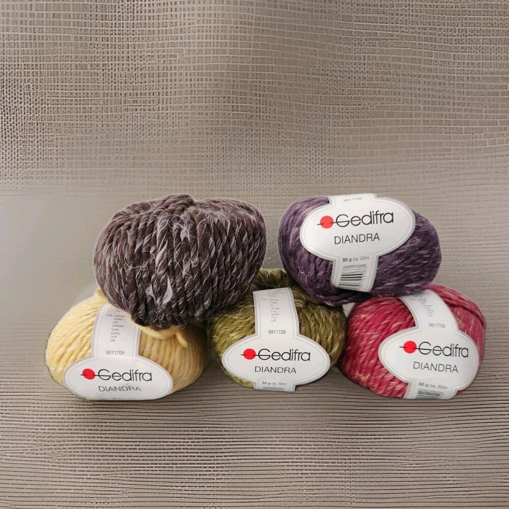 Gedifra Diandra Yarn Lot 5 Wool Linen Bulky Italy Multi Color Chunky Knit